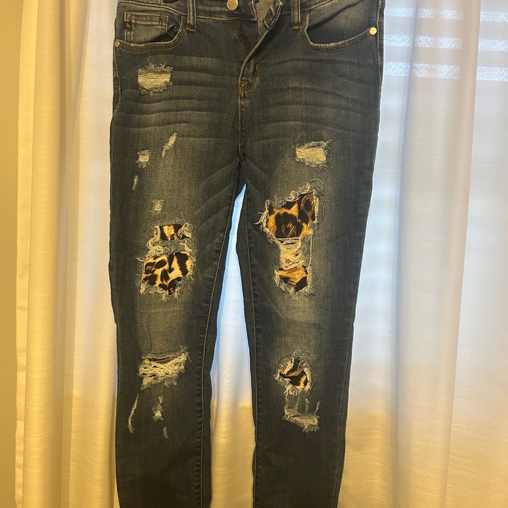 Judy Blue Skinny Jeans Blue Brown Distressed
